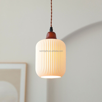 Suspension Nordique en Céramique et Bois de Chêne, Luminaire Moderne Argenté pour Table à Manger et Chevet