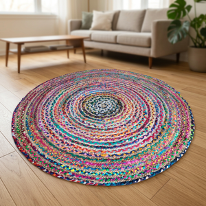 Top Quality Wholesale Multi Color Jute Rugs Home Decor Handmade Braided Jute <b>Round</b> Rug <b>Round</b> <b>Carpet</b> From India Wholesale - Product Image 1