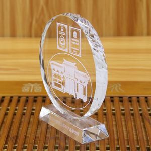Customized Content Laser Engraving Crystal Plaque <b>Glass</b> Trophy <b>Award</b> Cheap <b>Wholesale</b> Round Shaped Crystal <b>Glass</b> Trophy - Product Image 5