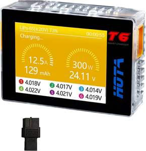 Cargador de Batería Inteligente HOTA T6 300W 15A RC |   Cargador de Batería LiPo 1-6S con Entrada Dual XT60/PD, Compatible con Carga Rápida PD3.0 y QC - Product Image 1