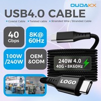 Câble USB Thunderbolt 4 de 2 m, tendance du moment, câble de transfert de données haute vitesse 40 Gbit/s de 1 m, charge PD 100 W 5 A, vidéo 8K, OEM pour ordinateur portable PC
