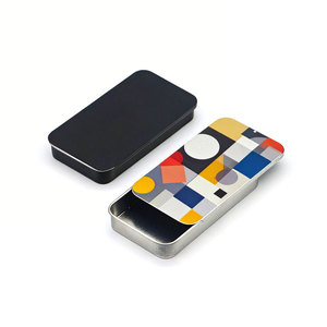 Boîtes en métal rectangulaires coulissantes noires personnalisées, légères, recyclables, pour parfums solides et baumes, avec couvercle coulissant, vente en gros - Product Image 1