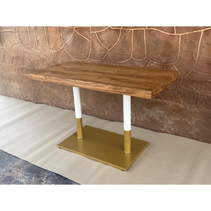<b>Live</b> <b>Edge</b> Wooden Dining <b>Table</b> Metal Pedestal Base Modern Cafe Restaurant Furniture Solid Wood Top Contemporary Design - Product Image 2