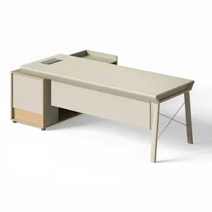 Mobilier de bureau professionnel en forme de l, bureau de luxe pour le chef de la direction, en MDF