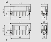 Conector Rectangular Industrial de Alta Resistencia WEVEL HD-025-M/F, 25 Pines, 10A, 250V, Macho/Hembra, IP65, Aleación de Aluminio Fundido a Presión