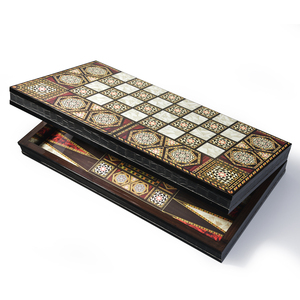 Tùy chỉnh lớn bằng gỗ đàn Piano sơn mài bảng trò chơi backgammon Trung Đông Arab cờ vua PU gỗ hộp trò chơi câu đố - Product Image 3