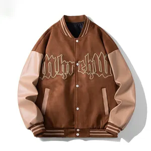 2024 Trendy American Retro Leather Men's Baseball Jacket Autumn Thin Pilot Functional Casual Jacket