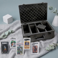 Boîte de rangement/présentoir pour cartes de collection en aluminium, quatre rangées, jusqu'à 200 cartes dans des supports BGS SGC, boîte pour cartes à collectionner