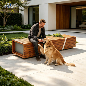Modern FRP Patio <b>Bench</b> <b>Wood</b> Look Slatted Garden Seating with Integrated Planter for Outdoor Spaces - Product Image 5