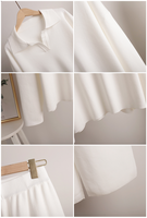 Ensemble coordonné en maille douce mélangée viscose, couleur unie neutre, comprenant un polo oversize et un pantalon large taille haute en maille, tenue de bureau élégante, OEM