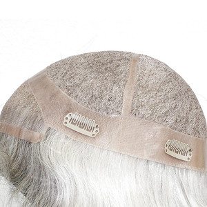 Système de remplacement de cheveux naturels gris, personnalisé, toupet de cheveux humains - Product Image 2