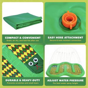 Tapis d'arrosage en forme de serpent de 60 pouces, 3-en-1, pour les tout-petits, jeux aquatiques d'été dans la cour - Product Image 4