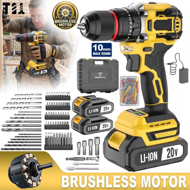 20V Cordless Mini Drill & Electric Screwdriver Set | Variable Speed Brushless Motor, Keyless Chuck for Home DIY
