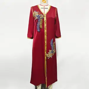 Orange Red Hooded Midi skirt for Women Fashion Folk-custom Hand-set Diamonds Middle Eastern Arab Muslim Women's Clothing Hot