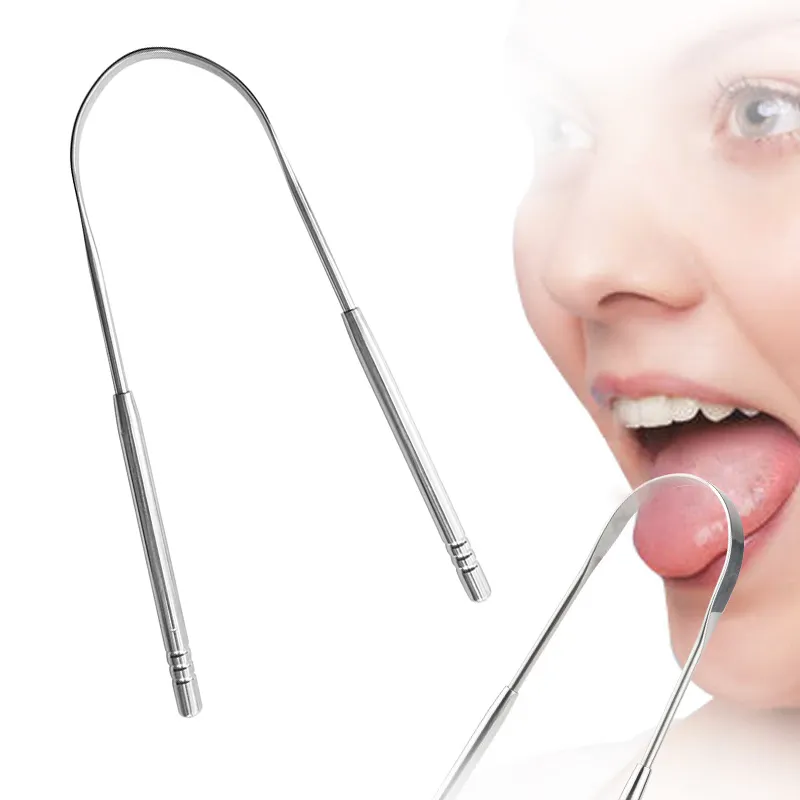 Medical Grade 100% Aço Inoxidável Tongue Cleaner Remoção Bactérias Dentes orais cuidado ferramenta Tongue Scraper