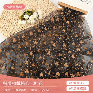 Tissu usine en Chine Temei flocage pêche <span class=keywords><strong>coeur</strong></span> trèfle amour flocage maille hexagonale vêtements pour enfants gaze jupe <span class=keywords><strong>perfo</strong></span> - Product Image 1