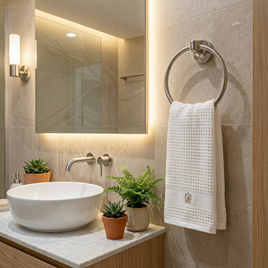 Toallero de Acero Inoxidable con Anillo para Baño, Estilo Americano Moderno y Minimalista - Product Image 1