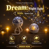 Lampe de Projection Pieuvre Portable, Projecteur Galaxie Étoilée, Veilleuse Mignonne pour Enfants, Lampe de Projection pour le Sommeil, Fourniture en Gros OEM