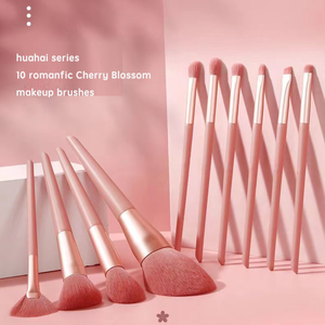 Juego de 10 Brochas de Maquillaje Personalizadas con Diseño de Flor de Cerezo, Pelo Sintético, Virola de Aluminio, para Mujer - Product Image 2
