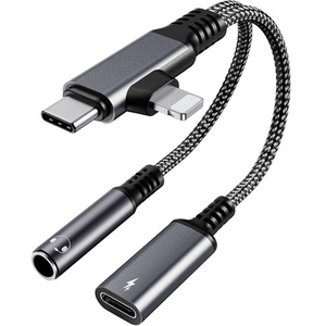Adaptateur casque et chargeur 8 broches et USB C vers 3,5 mm, <span class=keywords><strong>convertisseur</strong></span> dongle 2-en-2 type C vers prise jack 3,5 mm avec charge <span class=keywords><strong>rapide</strong></span> PD 30W - Product Image 1