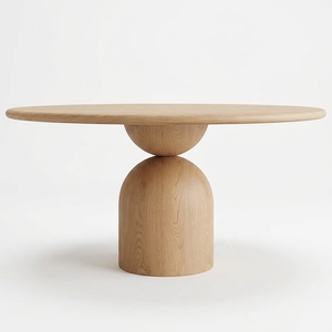 Set da Pranzo di Lusso Moderno e Minimalista in Quercia Massiccia con Tavolo Rotondo e 4 Sedie, <span class=keywords><strong>Arredamento</strong></span> per Sala da Pranzo in <span class=keywords><strong>Legno</strong></span> <span class=keywords><strong>Naturale</strong></span> Nordico - Product Image 3