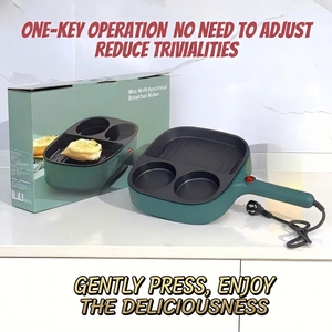 Mini sartén eléctrica multifuncional de plástico para desayunos, calentador de tostadas, plancha eléctrica de 1200W con control mecánico para uso doméstico, para hacer panqueques - Product Image 3