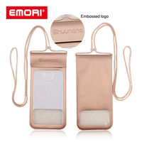 Produit chaud PU pochette étanche pour téléphone portable Logo en relief sac étanche pour téléphone portable