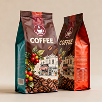 Sachet Doypack Personnalisé Imprimé Anti-humidité Refermable avec Fermeture Éclair pour Bonbons et Café, Fond Plat Scellé sur Huit Côtés