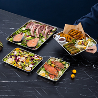 Assiette rectangulaire en métal 26x20x2,5 cm, moderne, durable, écologique, pour restaurant/cantine, usage domestique