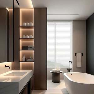 Customized Modern Villa Home Furniture <b>Dark</b> Color Scheme Wooden Pieces for Living <b>Room</b> Bathroom Kitchen Apartment - Product Image 3