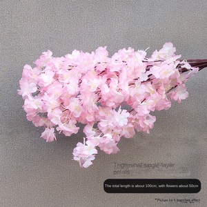 Centros de Mesa para Bodas, Ramas Artificiales Rosadas Promocionales, Pequeñas, 3 Ramas, Flor de Cerezo Melocotón - Product Image 1