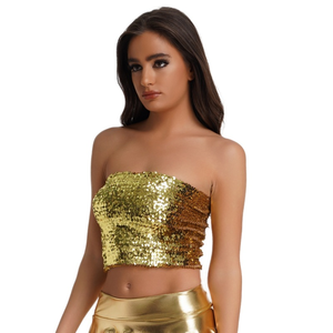 เสื้อเกาะอกปักเลื่อมยืดหยุ่นระยิบระยับเครื่องแต่งกาย<span class=keywords><strong>เซ็กซี่</strong></span>ของ<span class=keywords><strong>ผู้หญิง</strong></span>สำหรับงานปาร์ตี้ - Product Image 4