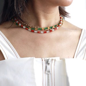 Colorful Beaded Choker <b>Necklace</b> Multilayered Jewelry Party Wear Fashion <b>Statement</b> Piece - Product Image 5
