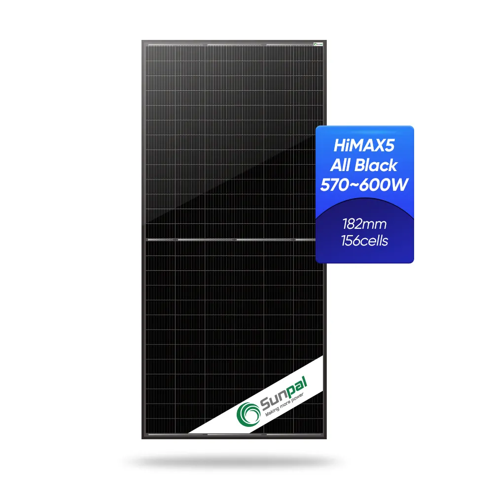 Sunpal 156 panneaux solaires à cellules 580W 590W 600W panneaux tous noirs énergie solaire
