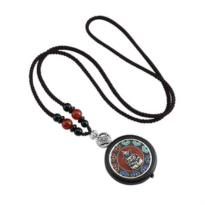 Collier vintage fait à la main en bois d'ébène Thangka avec longue chaîne de perles, pendentif diamant Bouddha du Népal, accessoires, cadeau porte-bonheur, bijoux de prière - Product Image 5