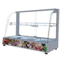 CHUANGYU 2 Tier Patty Warmer Case Commercial Électrique Hamburger Légumes Chauffe-Plats Ensemble Gâteau Vitrine pour Buffet Restaurant