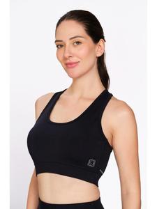 Soutien-gorge de sport noir en polyester imprimé Cobra pour femme Munns & Mars avec rembourrage amovible, coutures anti-déplacement, sans coutures, couvrance totale - Product Image 3