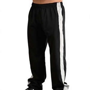 Pantalones Casuales Negros para Hombre con Rayas Laterales, Diseño Ligero de Algodón, Cintura Elástica y Corte Ajustado, Estilo Urbano - Product Image 6