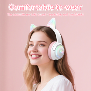 <span class=keywords><strong>ONIKUMA</strong></span> GT838 Auriculares rosados para niños, bonitos auriculares Rgb para juegos, sobre la oreja Bluetooth auriculares inalámbricos, auriculares para juegos - Product Image 6