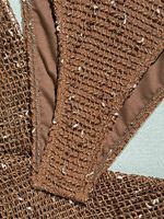 Ensemble de bikini triangle à bretelles en sequins marron pour femmes, ensemble de 3 pièces pour les vacances à la plage, maillot de bain en résille, vêtements de plage