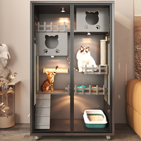 Villa pour chat en bois d'intérieur, directement de l'usine, avec lit-nid et motif animalier, cage robuste pour animaux de compagnie, maison confortable pour chat à prix compétitif