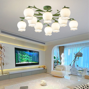 French Country Style Wabi-Sabi <b>Dining</b> Room Chandelier Creamy Floral Wizard Oz Bedroom Main <b>Light</b> 60W Power - Product Image 1