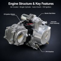 Ensemble Moteur de Karting/Quad 110cc à Démarrage Électrique, Embrayage Automatique, 3 Vitesses Avant et 1 Marche Arrière - Vente en Gros