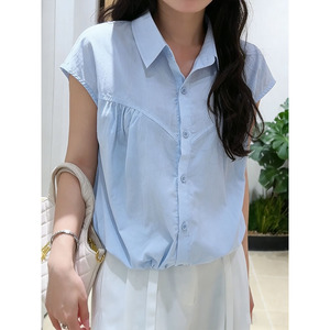 Completo Estivo 2026 da Donna: Camicia Senza Maniche Rosa/Blu/Giallo con Colletto Risvoltato e Bottoni, Vestibilità Ampia, <span class=keywords><strong>Top</strong></span> Casual - Product Image 1
