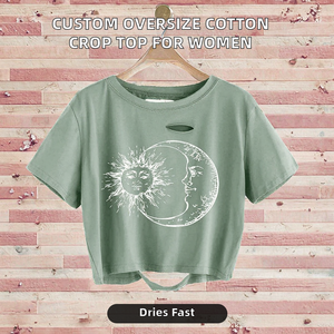 Camiseta Deportiva de Verano para Mujer, Personalizada, de Alta Calidad, Oversize, de Algodón, con Logotipo Bordado, Estilo Crop Top, Informal, para Gimnasio y Entrenamiento - Product Image 2