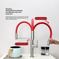 Keran Wastafel Dapur Kamar Mandi MOSHE Berkualitas Tinggi, Tuas Tunggal Modern, Keramik Stainless Steel, Model Tarik, Pemasangan di Dek
