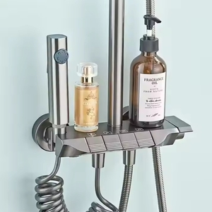Ensemble <span class=keywords><strong>de</strong></span> douche mural <span class=keywords><strong>thermostatique</strong></span> moderne en chrome avec barre coulissante à 1 poignée, pommeau <span class=keywords><strong>de</strong></span> douche rectangulaire à jets doux/massage/pluie - Product Image 4