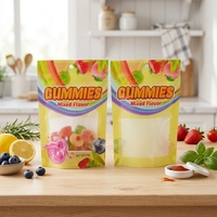 Sachet en plastique imprimé sur mesure avec fenêtre transparente, trou de suspension, motif fruits colorés, emballage autoportant
