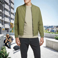 Blouson Bomber en Toile pour Homme, Hiver, Col Montant, Fermeture Éclair, Léger, Coupe-Vent, Décontracté, Manteau d'Extérieur, Couleur Unie, Coupe Classique, Vêtement d'Extérieur