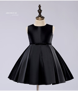Robe de cérémonie simple en <span class=keywords><strong>satin</strong></span> sans manches pour filles, avec nœud à la taille, coupe trapèze, pour mariage, demoiselle d'honneur, fête d'anniversaire, vente en gros - Product Image 3